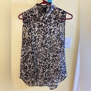 H&M womens leopard print sheer tank top Sz 6